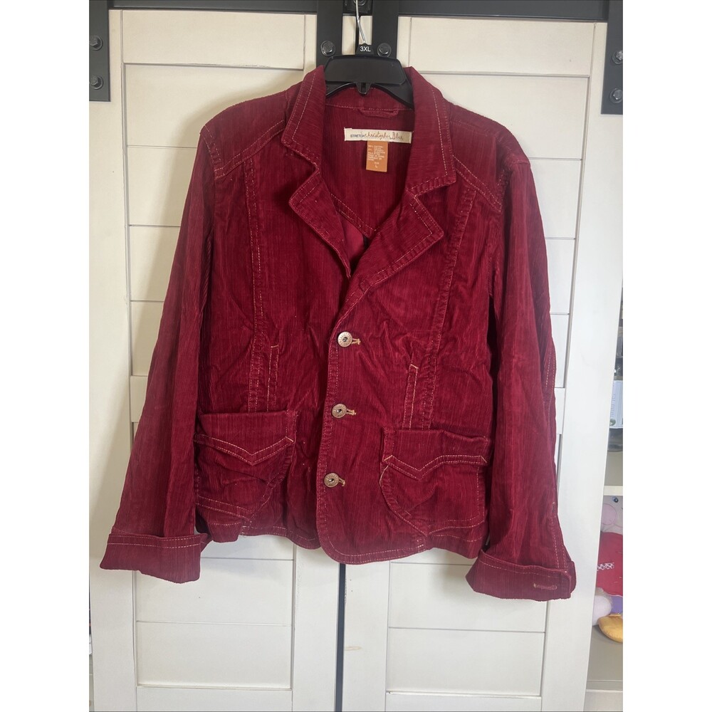 CHRISTOPHER BLUE Deep Red Stretch Corduroy Jacket Size Women’s Large
